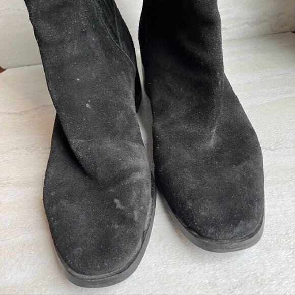 Dolce Vita Layton Black Suede Block Heel Almond Toe Ankle Bootie Women - Picture 2 of 10